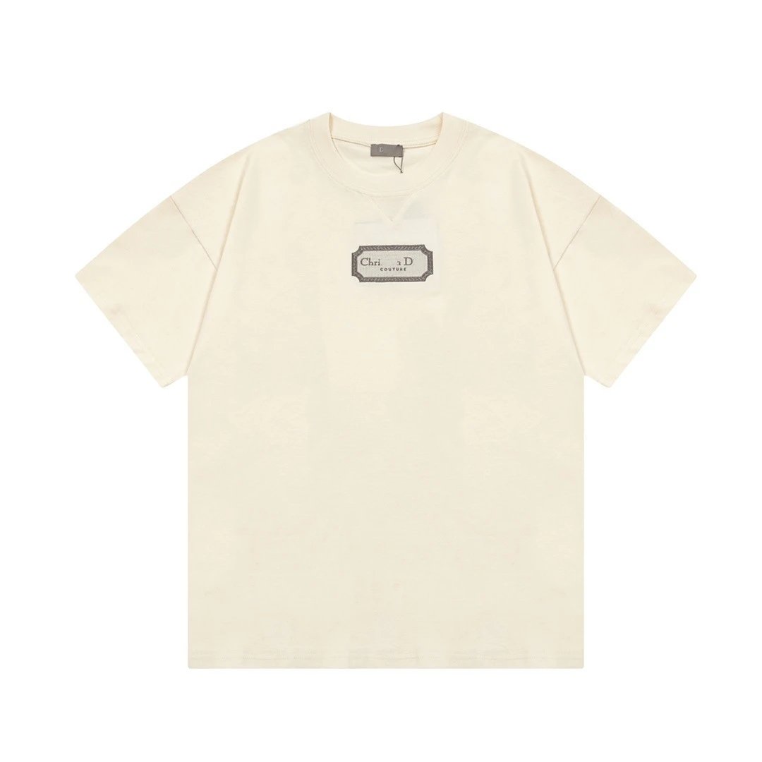 Dior Couture Minimalist Style Off-White Short-sleeve T-shirt