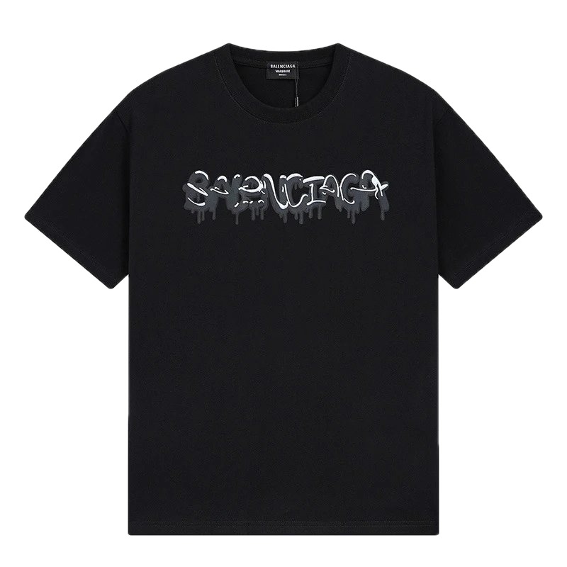 Balenciaga Graffiti Street Style Black Short Sleeve T-shirt