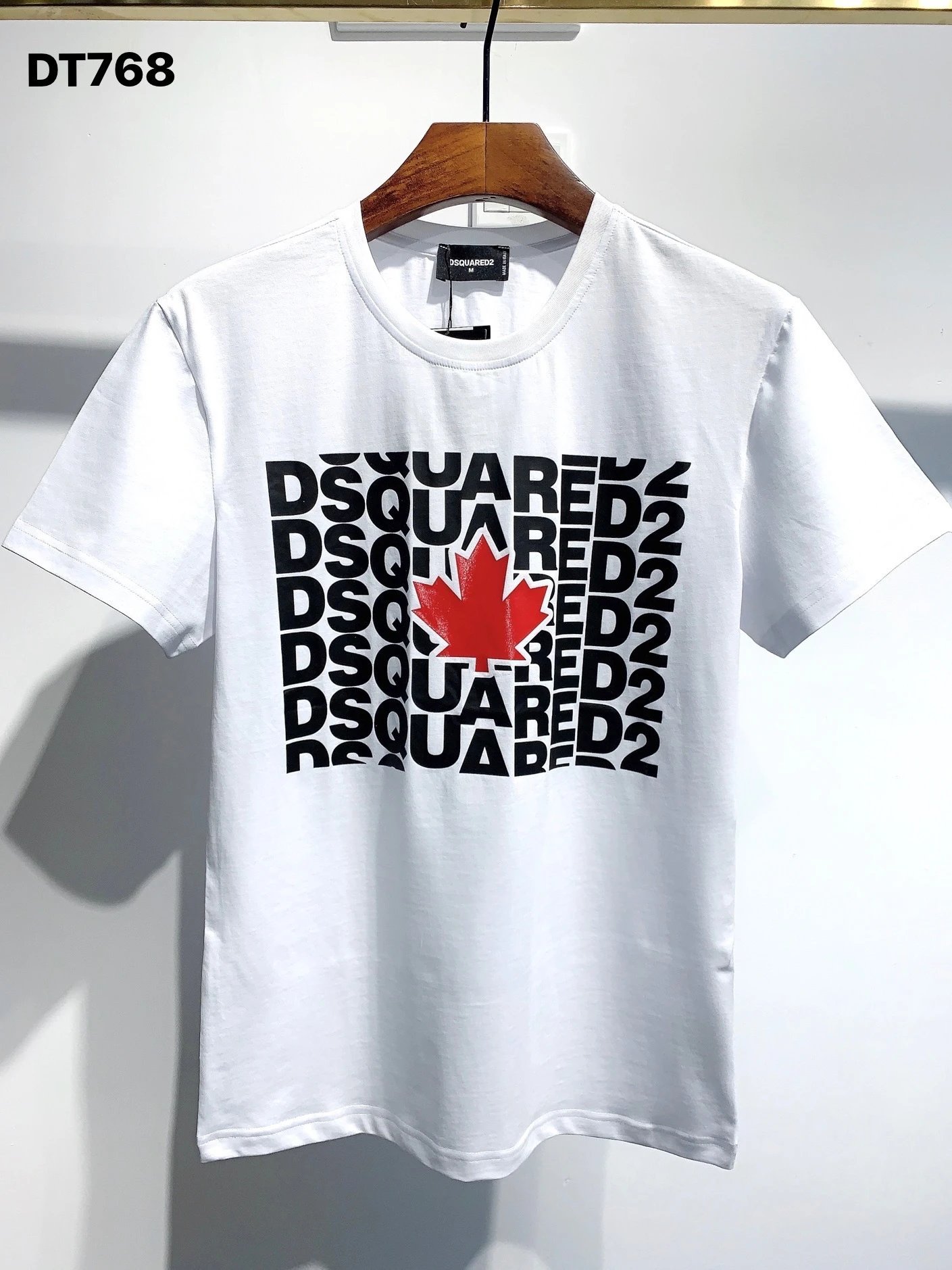 DSQ2 Maple Leaf Print Street Style White Short Sleeve T-Shirt