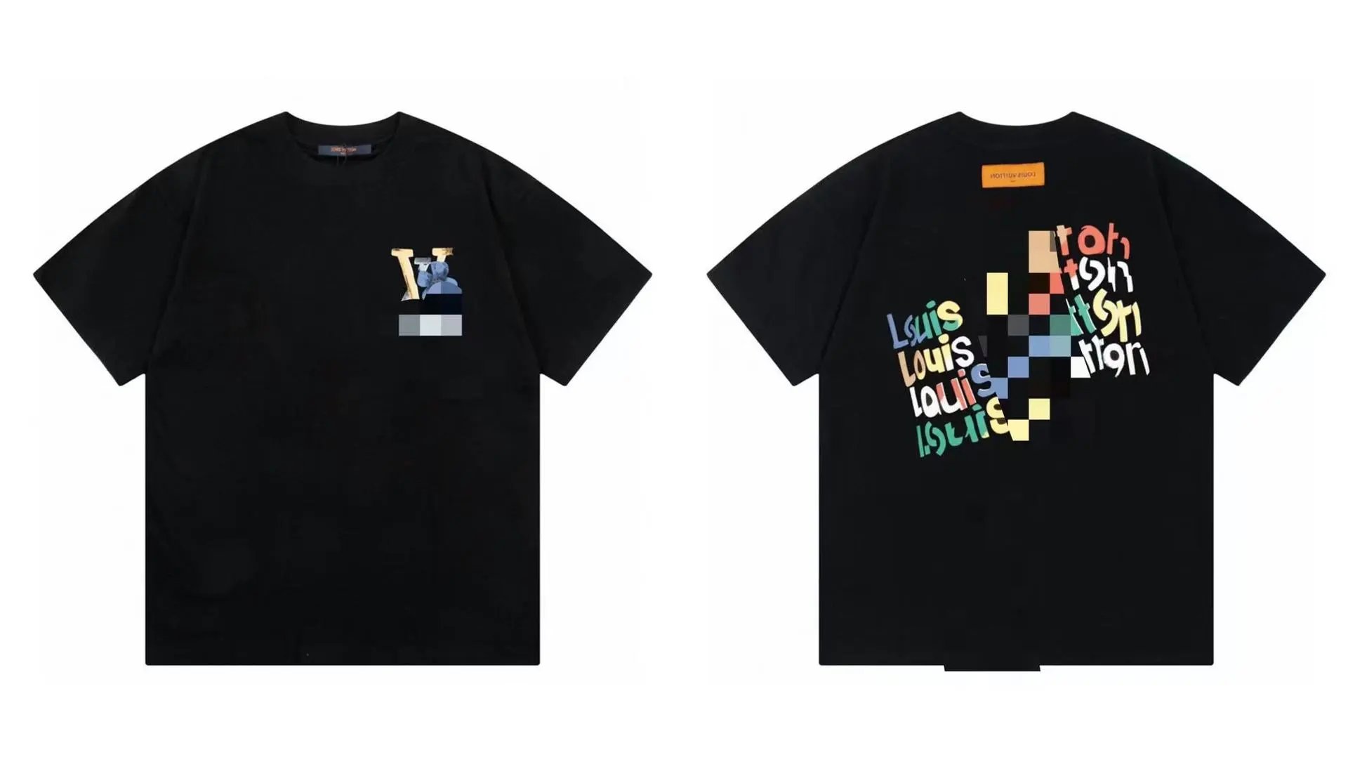 Louis Vuitton Trendy Graffiti Style Black Short-sleeve T-shirt