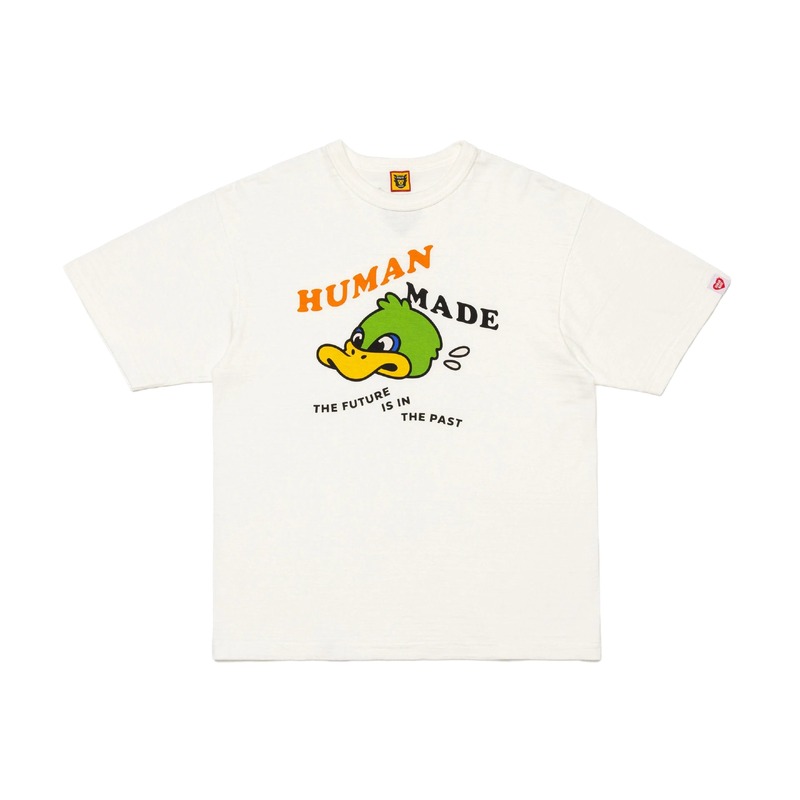 HUMAN MADE Green Duck Print Japanese Streetwear Off-white Short-sleeve T-shirt
