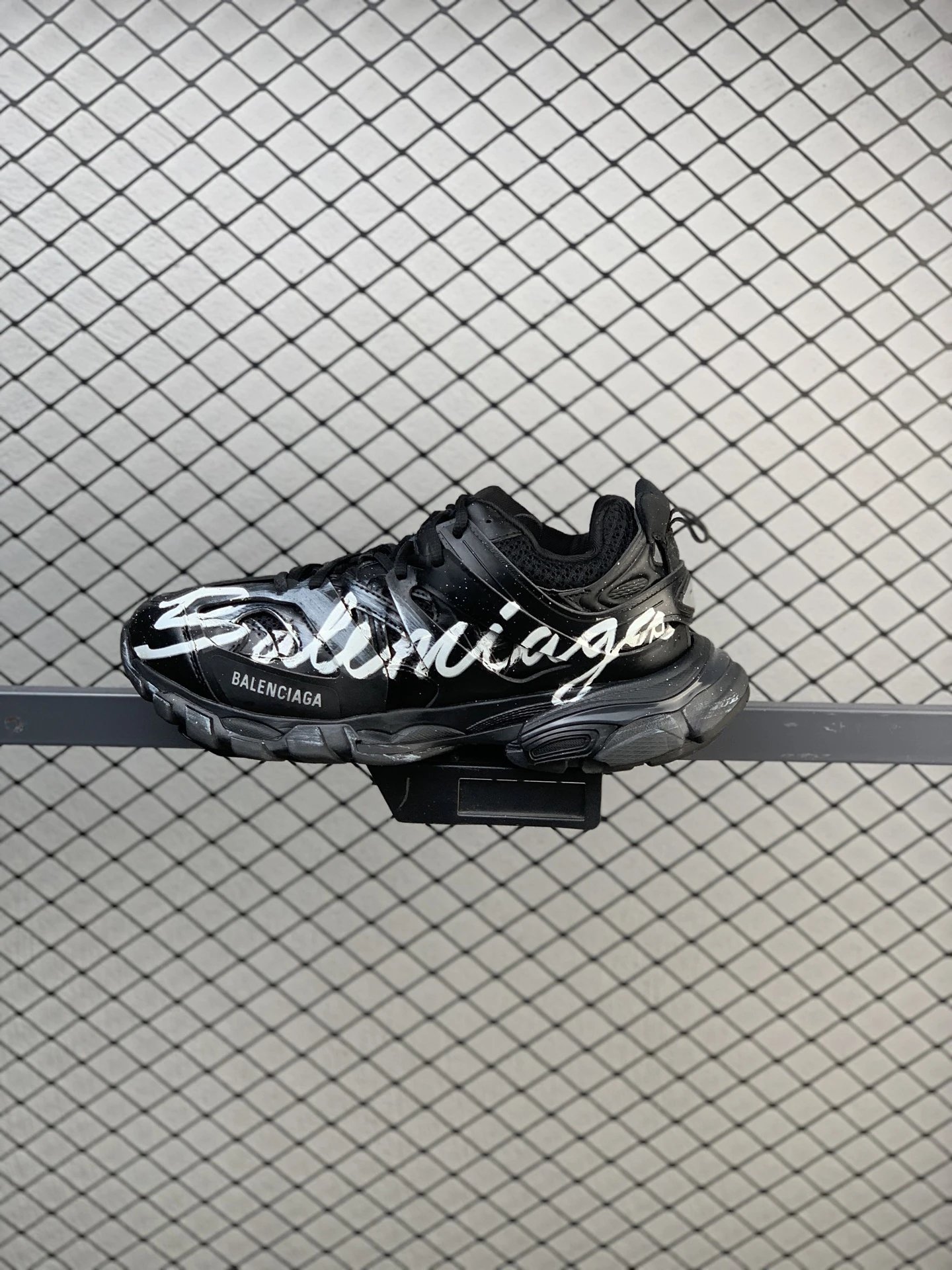 Balenciaga Black Logo Chunky Sneakers Highlighting Rounded Toe
