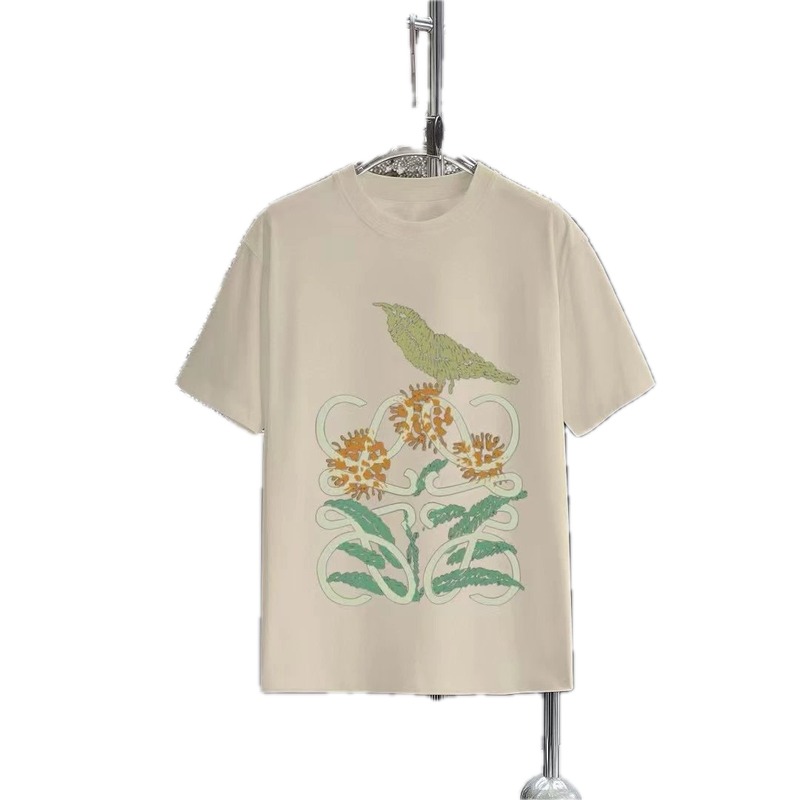 LOEWE Bird and Flower Print Casual Off-white T-shirt