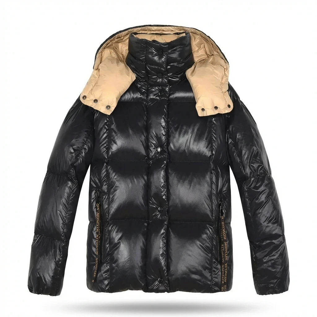 Moncler shiny and stylish black down jacket