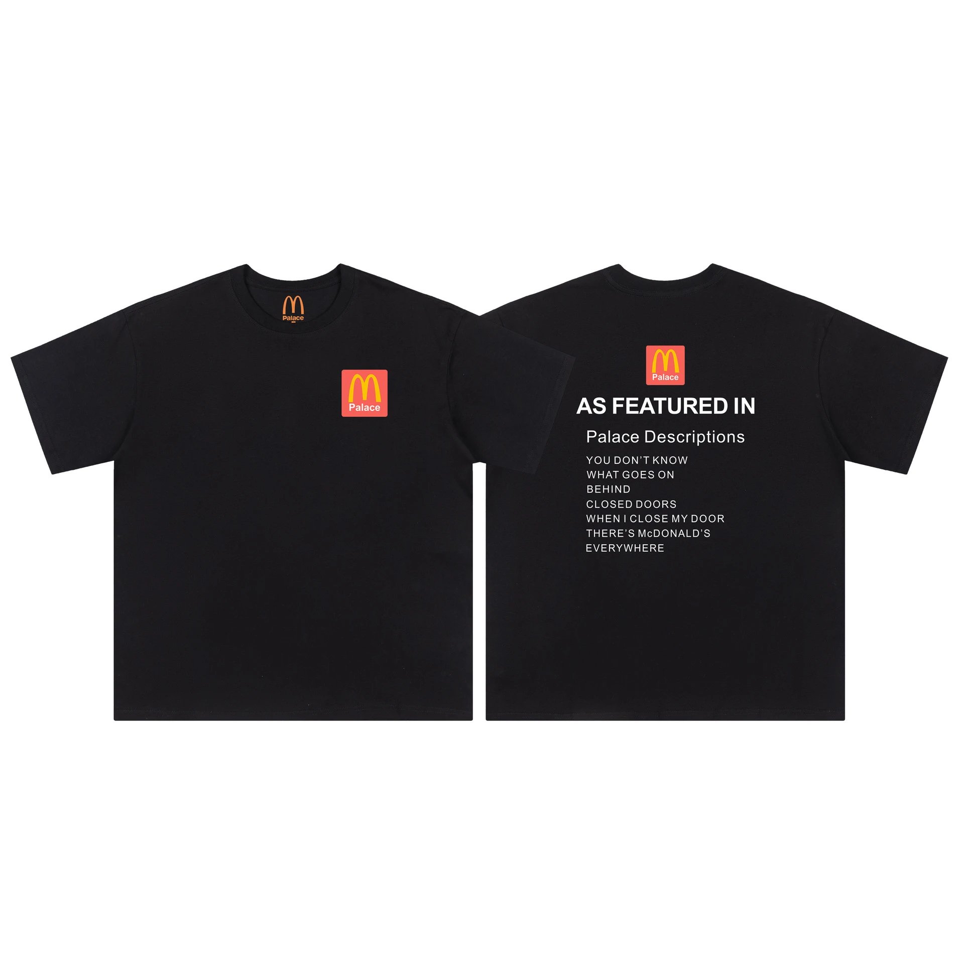 Palace x McDonald's Co-branded Street Style Black T-shirt