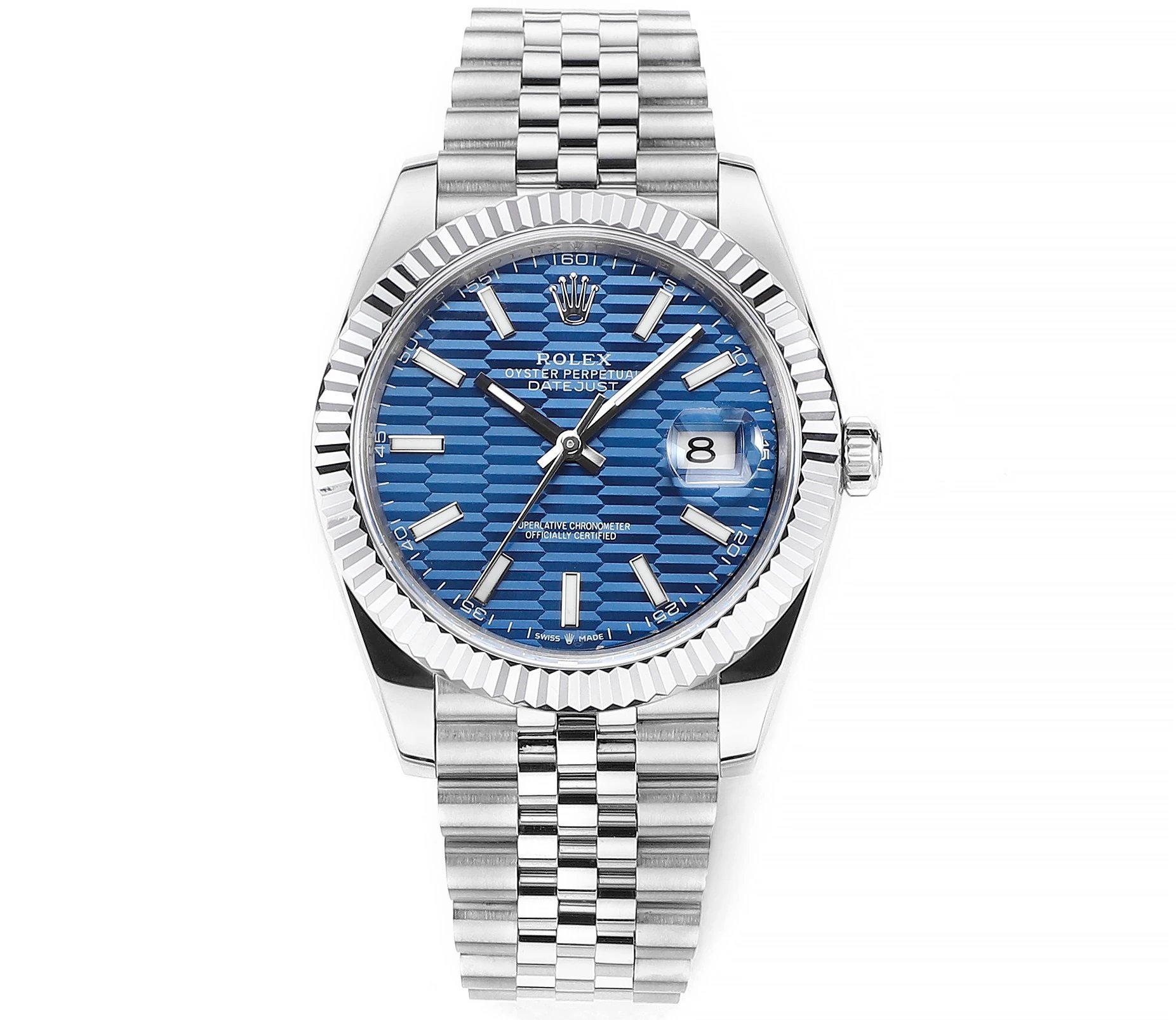 Outdoor Edit Rolex Datejust Automatic Watch - Silver And Blue
