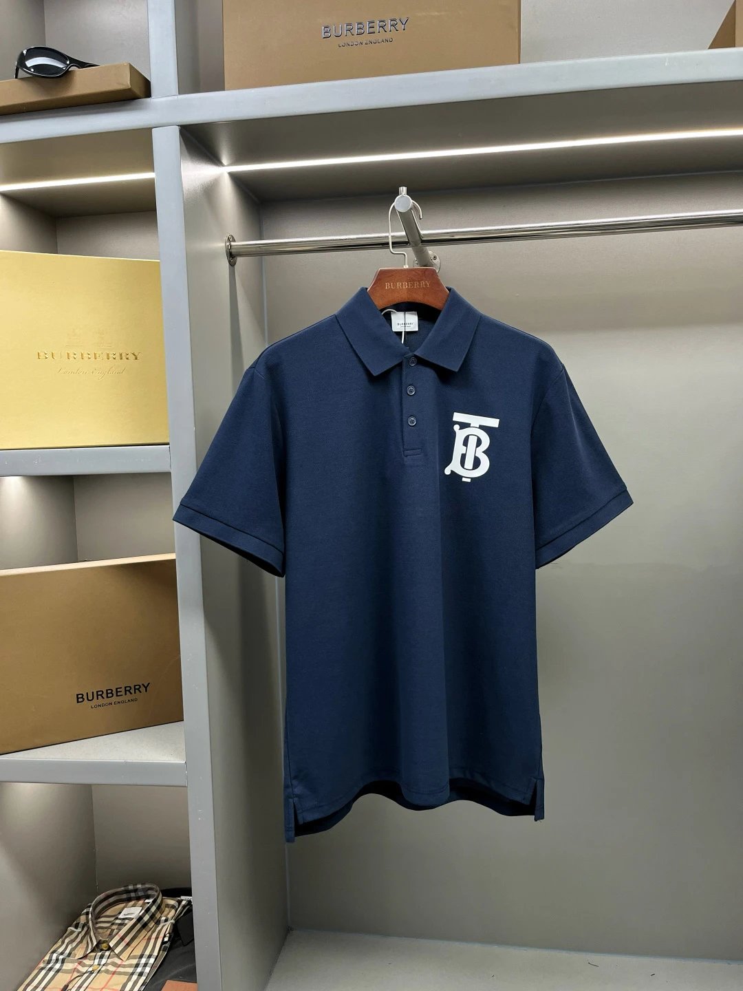 Burberry's classic navy blue Polo shirt