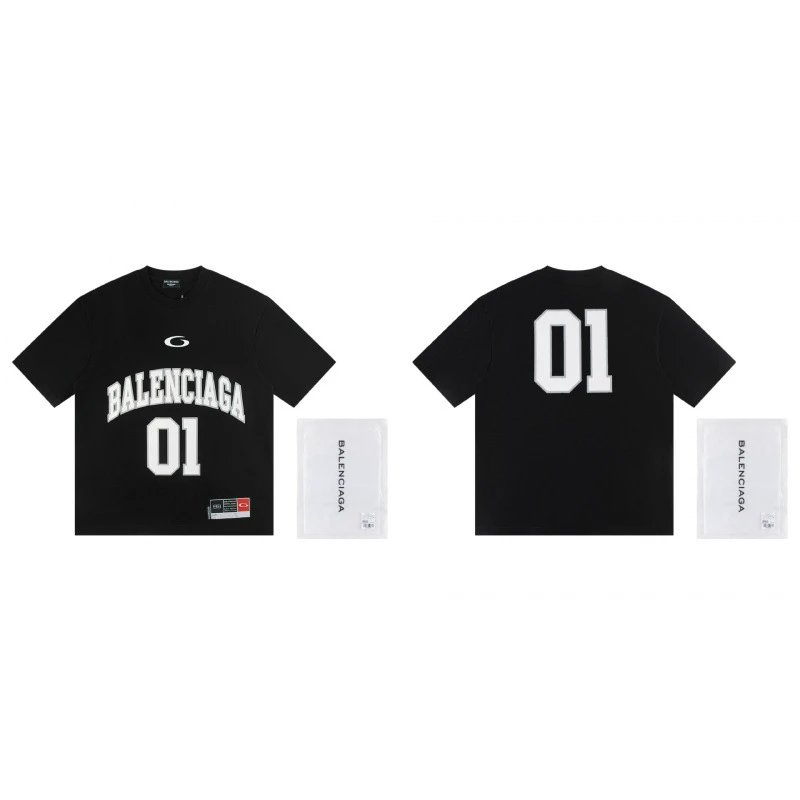 Balenciaga 01 Printed Street Style Black T-shirt