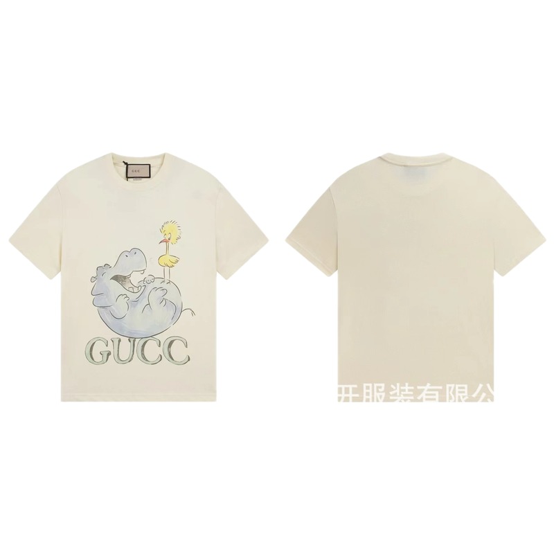 Gucci Cartoon Hippo Casual Off-white T-shirt