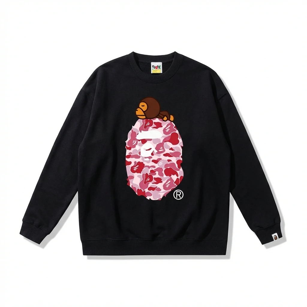 Bape Ape Head Camouflage Style Black Sweatshirt