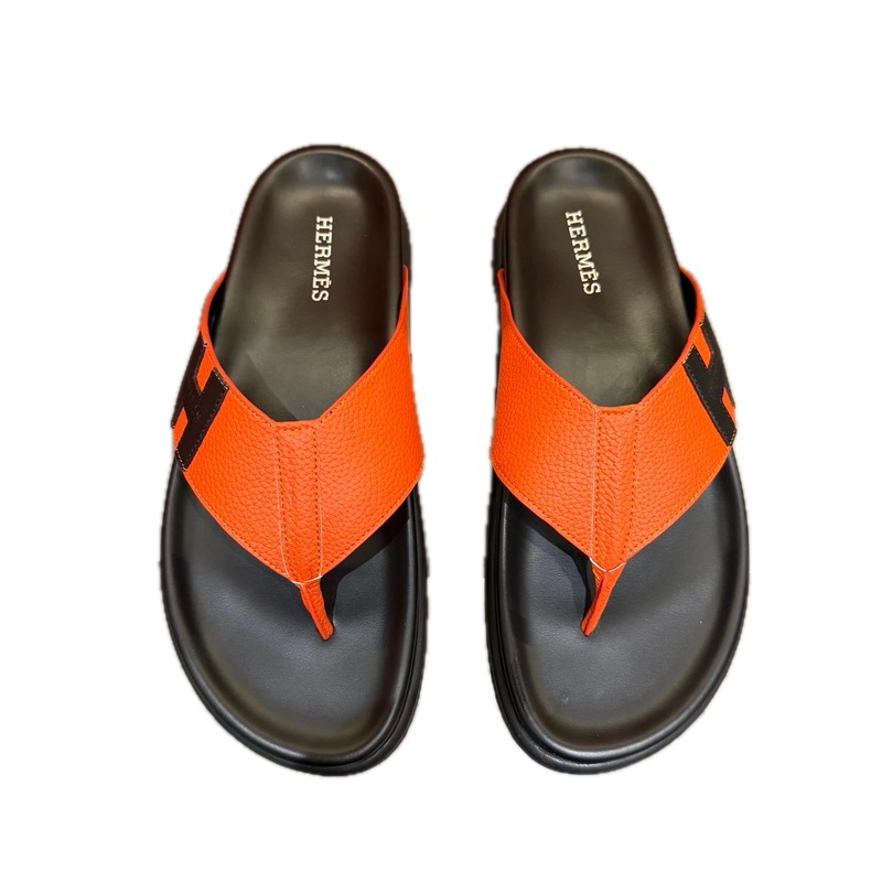 Hermès Light Luxury Casual Orange & Black Flip-Flops