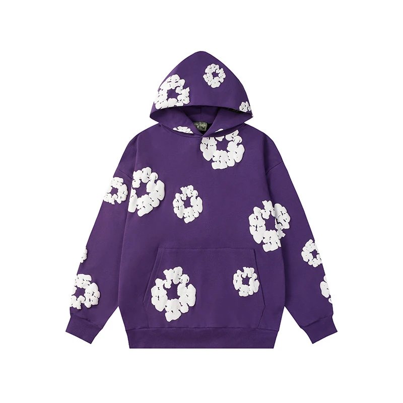 Purple Flower Graphic Hoodie Casual Fit
