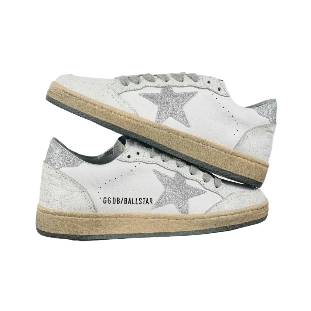 Golden Goose Ballstar Silver - White Retro Athletic Shoes