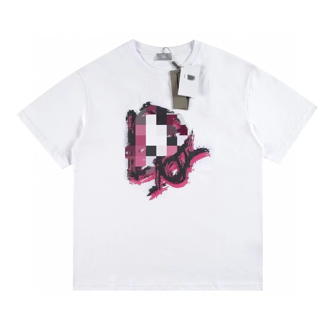 Dior Graffiti Print Street Style White T-Shirt
