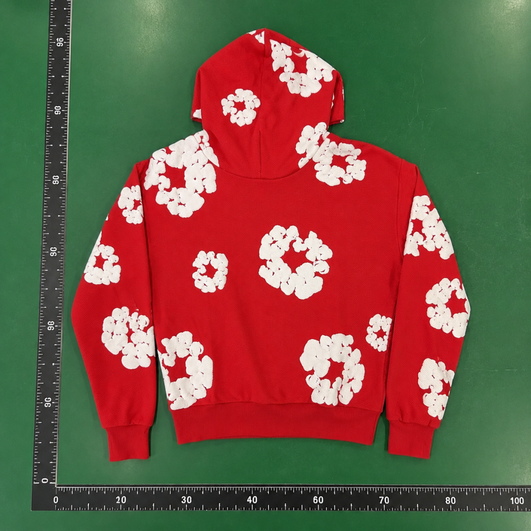 Red White Floral Hoodie Streetwear Style QC photo