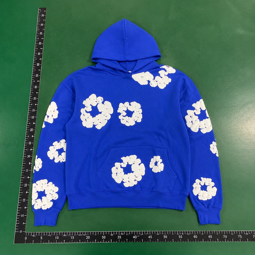 Royal Blue Floral Hoodie Casual Layer QC photo