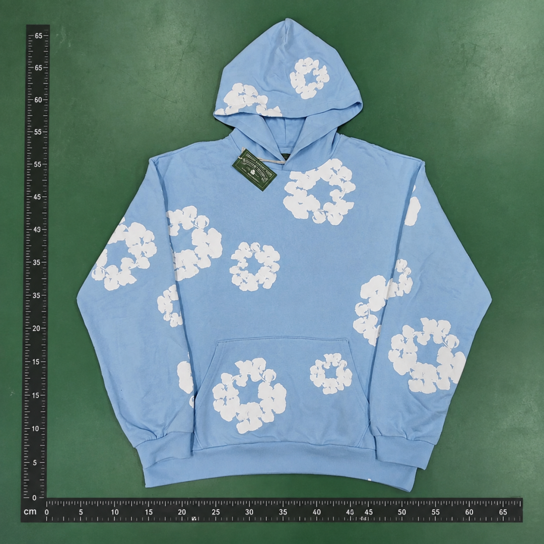 Light Blue Floral Pullover Hoodie QC photo