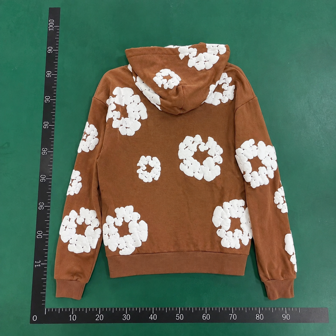 Brown White Floral Hoodie Weekend Style QC photo