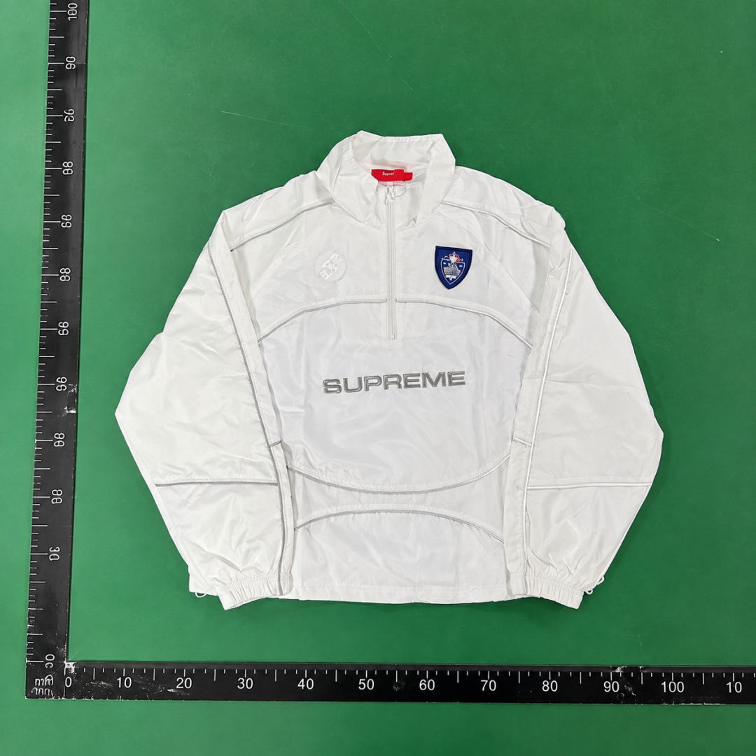 Supreme White Piped Pullover Track Jacket QC photo