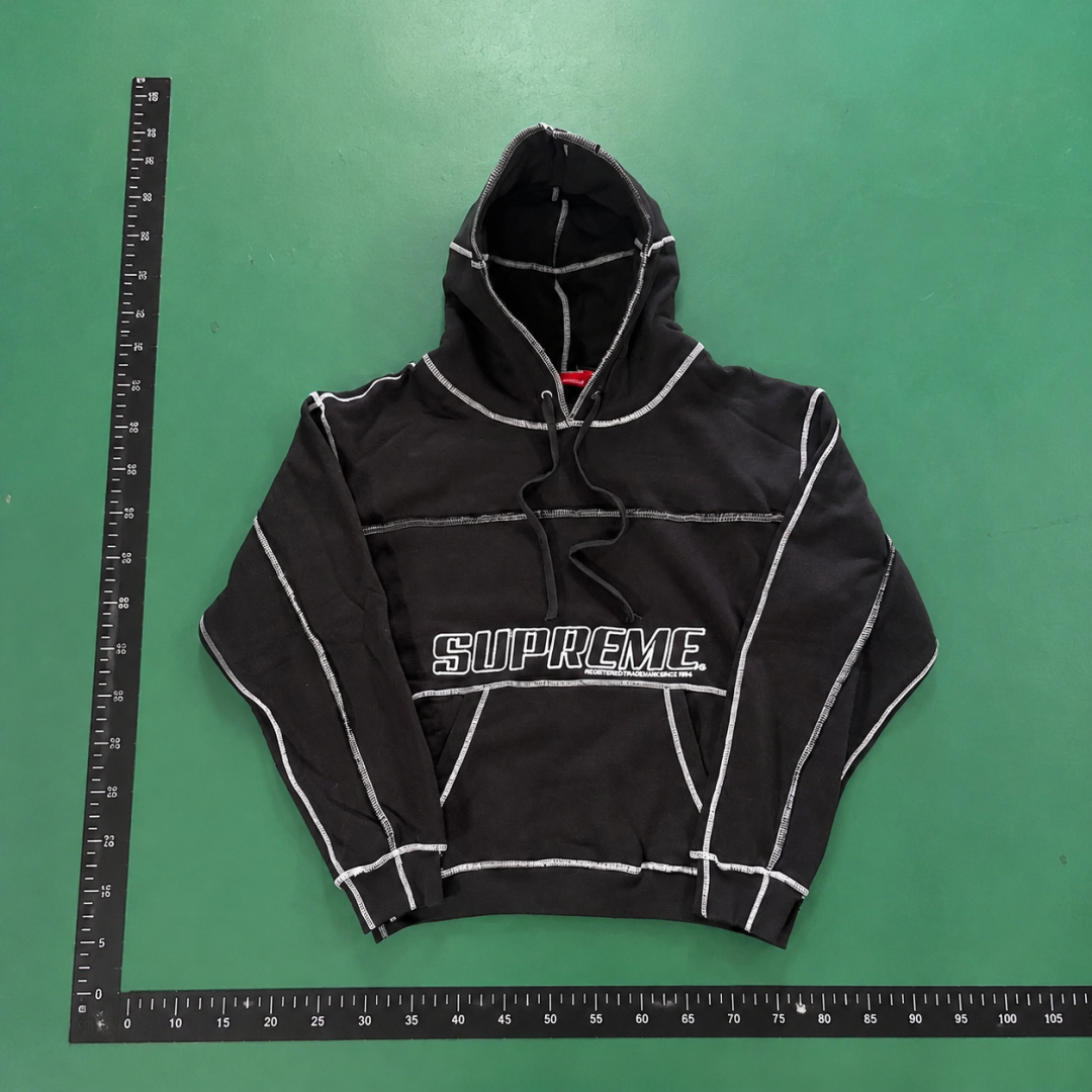 Supreme Black Contrast Piping Pullover Hoodie QC photo