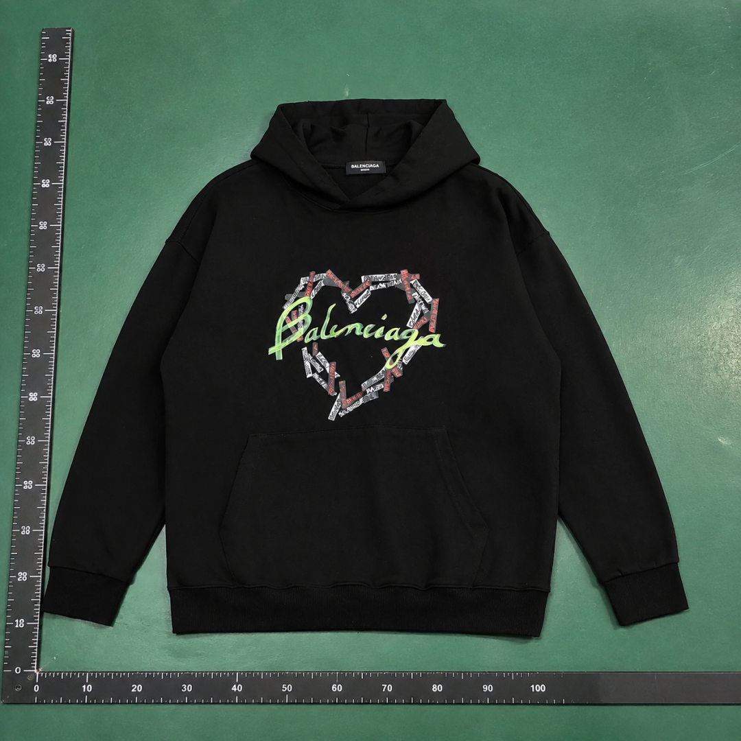 Broken Hearts Black Hoodie with Colorful Heart Hoodie for Cold Weather QC photo