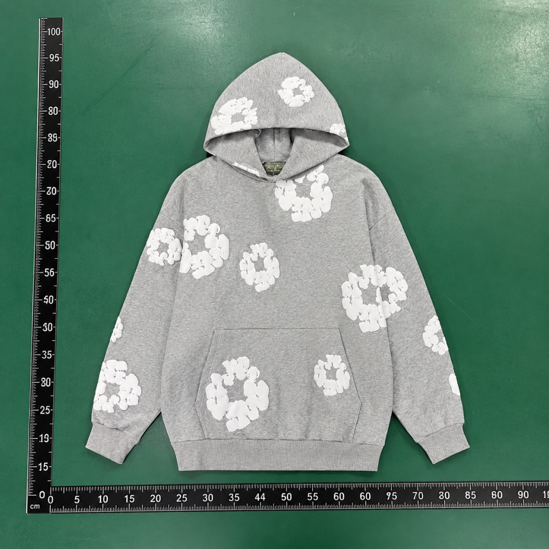 Heather Grey Floral Hoodie Casual Streetwear QC photo