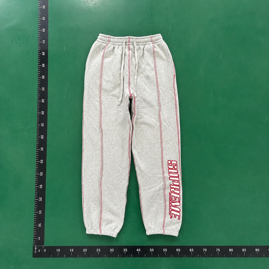 Supreme Grey Red Piping Relaxed Track Pants QC photo