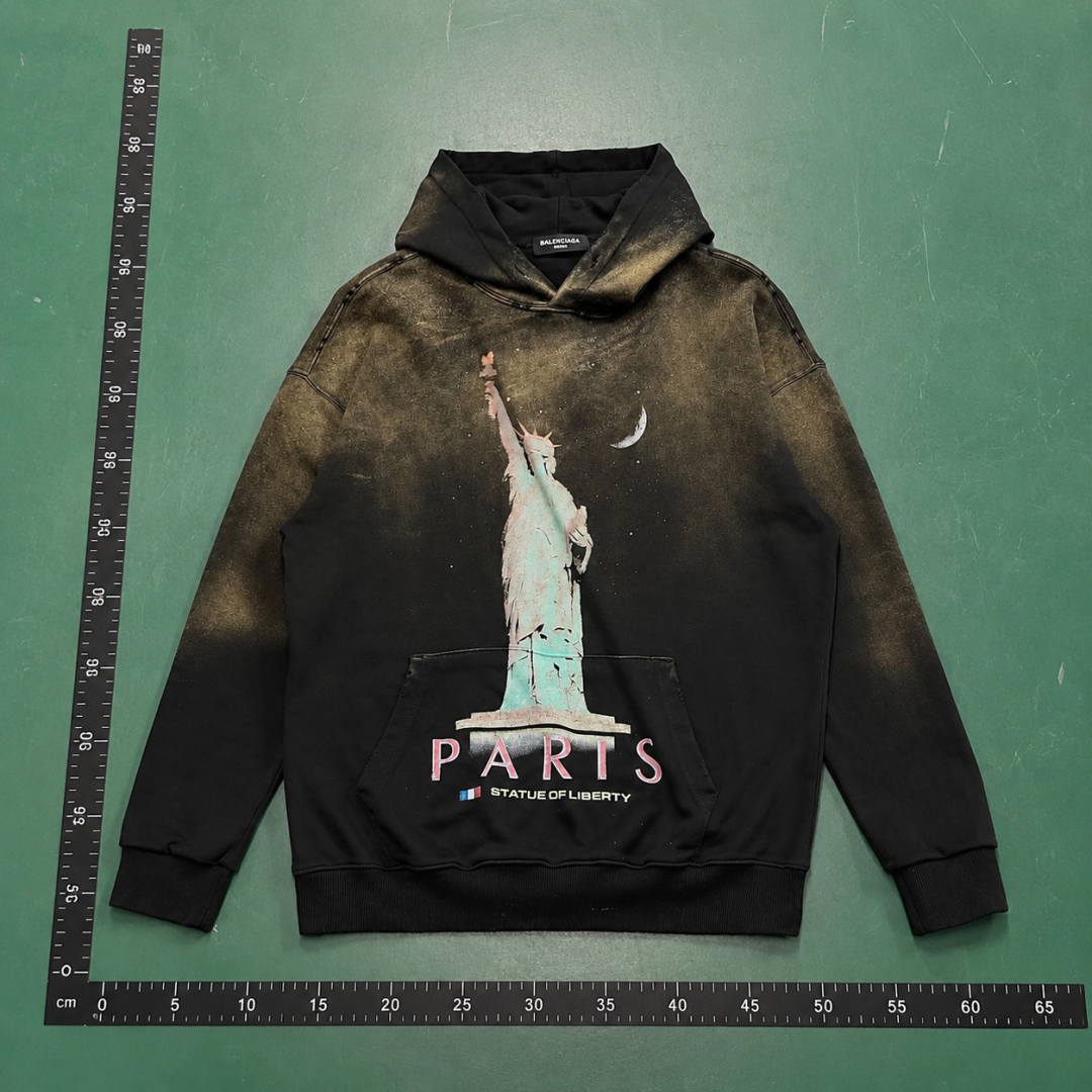 Black Hoodie with Paris Graphic Relaxed Shape Hoodie QC photo