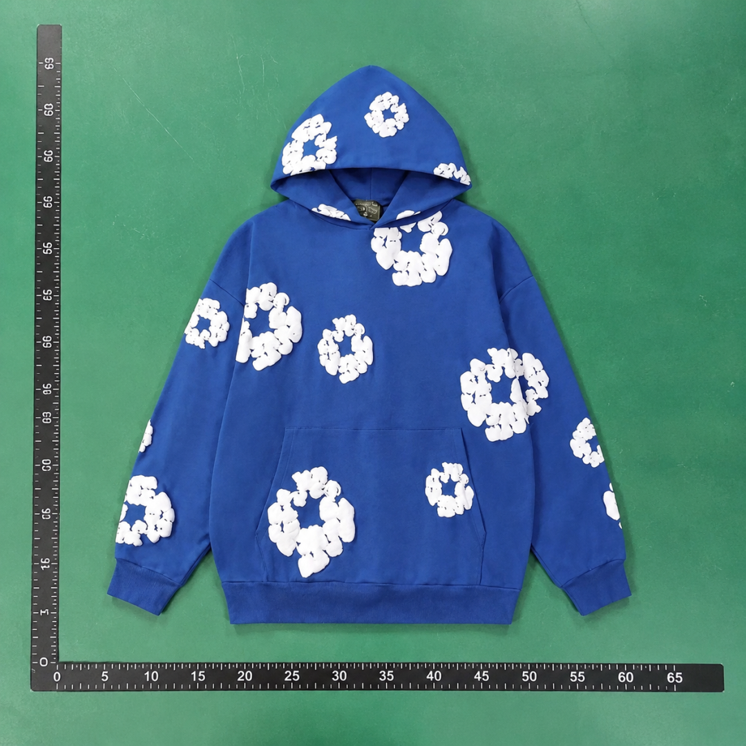 Cobalt Blue Floral Graphic Hoodie QC photo