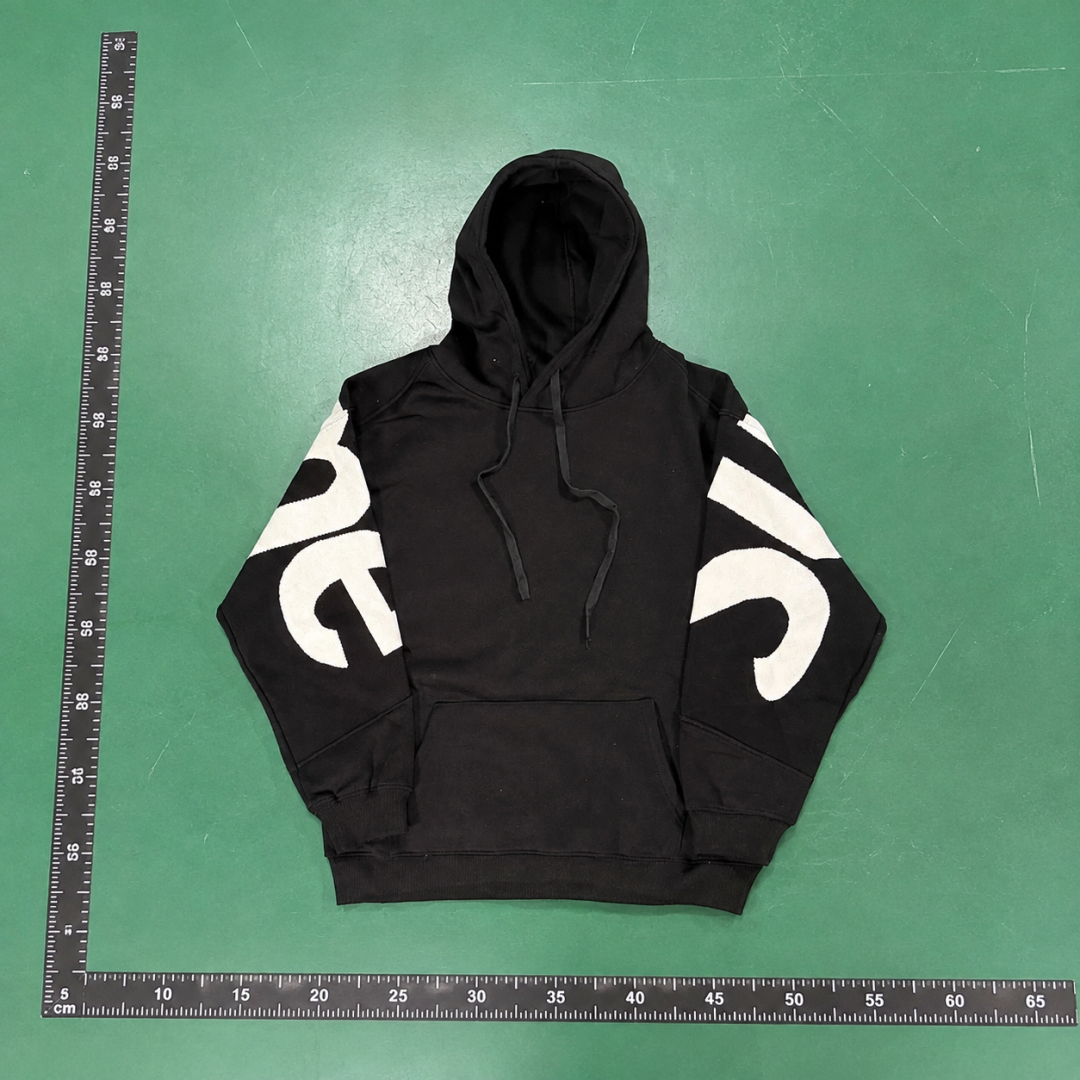 Supreme Black Oversized Sleeve Logo Hoodie QC photo
