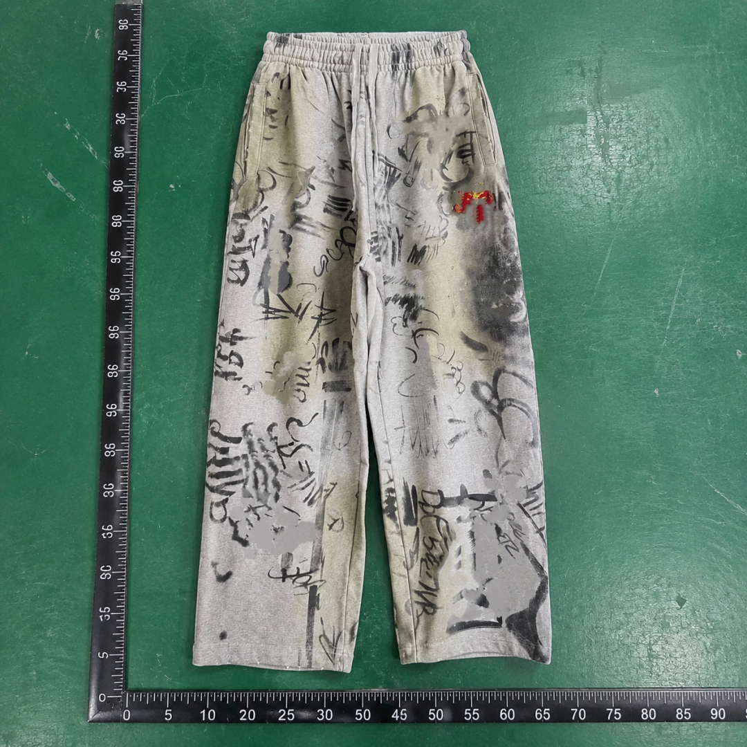Grey Botanical Pattern Wide-Leg Pants QC photo