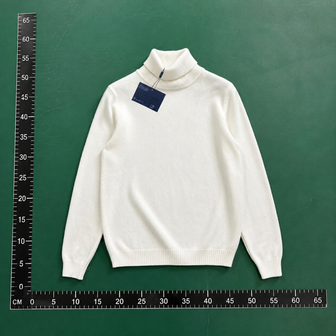 White Turtleneck Knit Sweater with Prada Turtleneck Sweater with Graphic Front QC photo