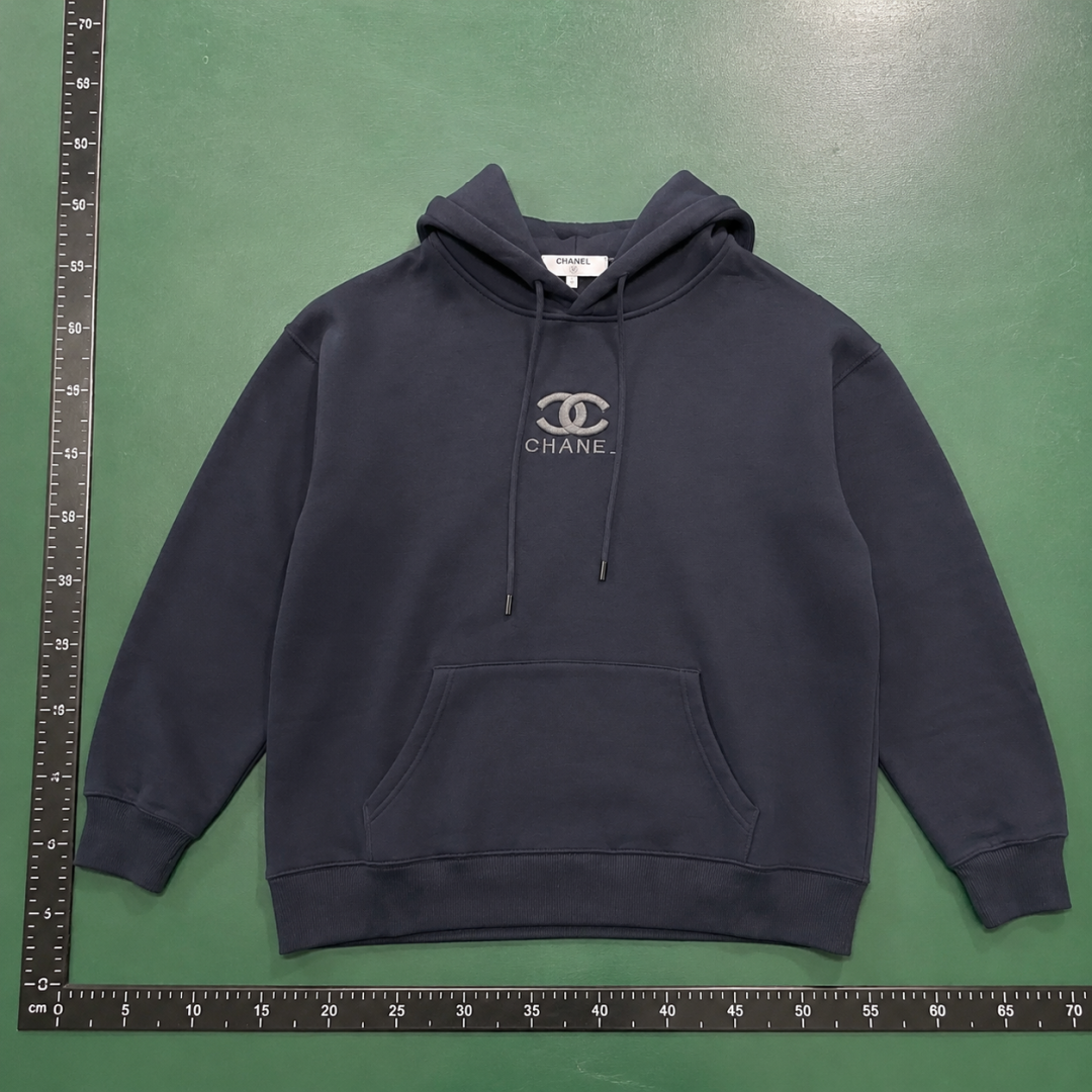 Navy Pullover Hoodie with Chanel Chanel Hoodie with Layering Piece QC photo