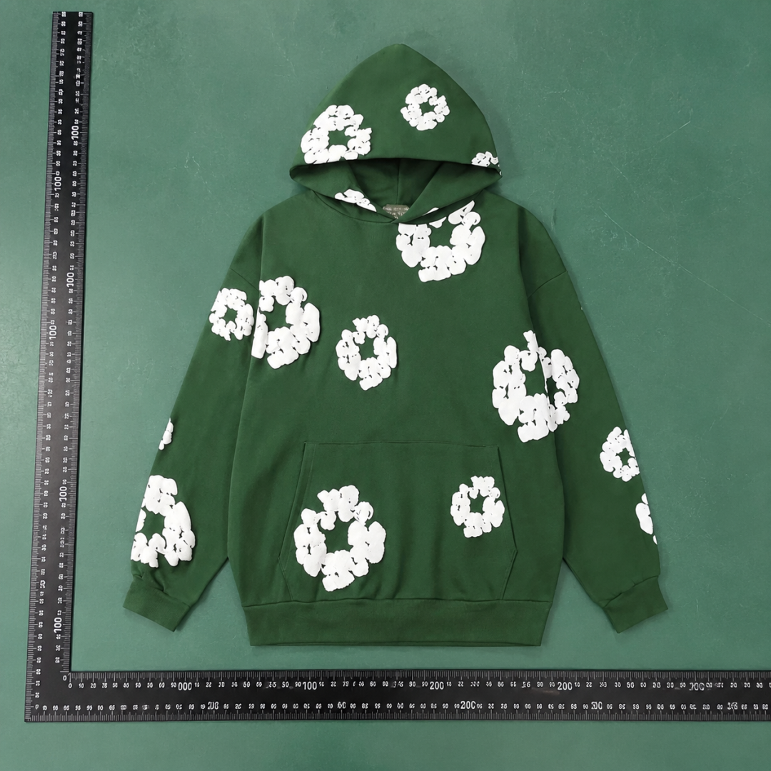 Forest Green Floral Hoodie Streetwear Look QC photo