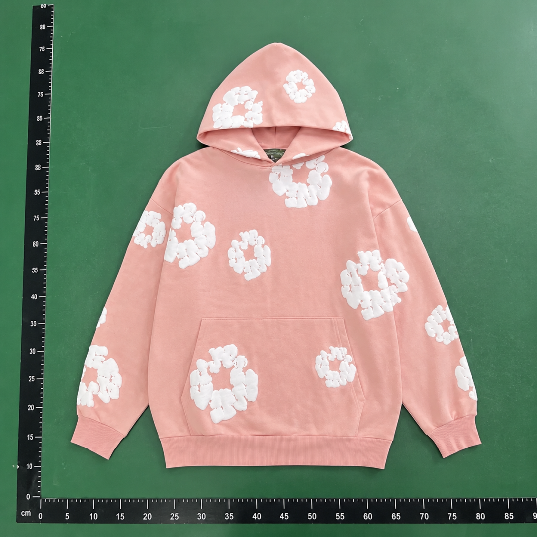 Peach Pink Floral Pullover Hoodie QC photo