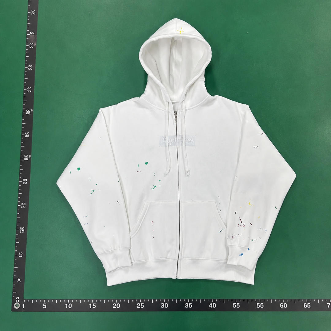 Supreme White Speckled Small Logo Hoodie QC photo