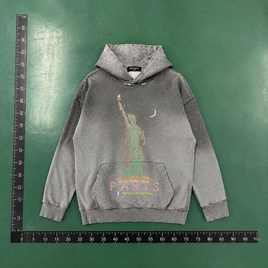 Gray Hoodie with Faded Triangular Hoodie for Daily Wear QC photo