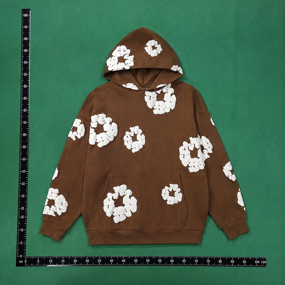 Brown Flower Pattern Hoodie Casual Layer QC photo
