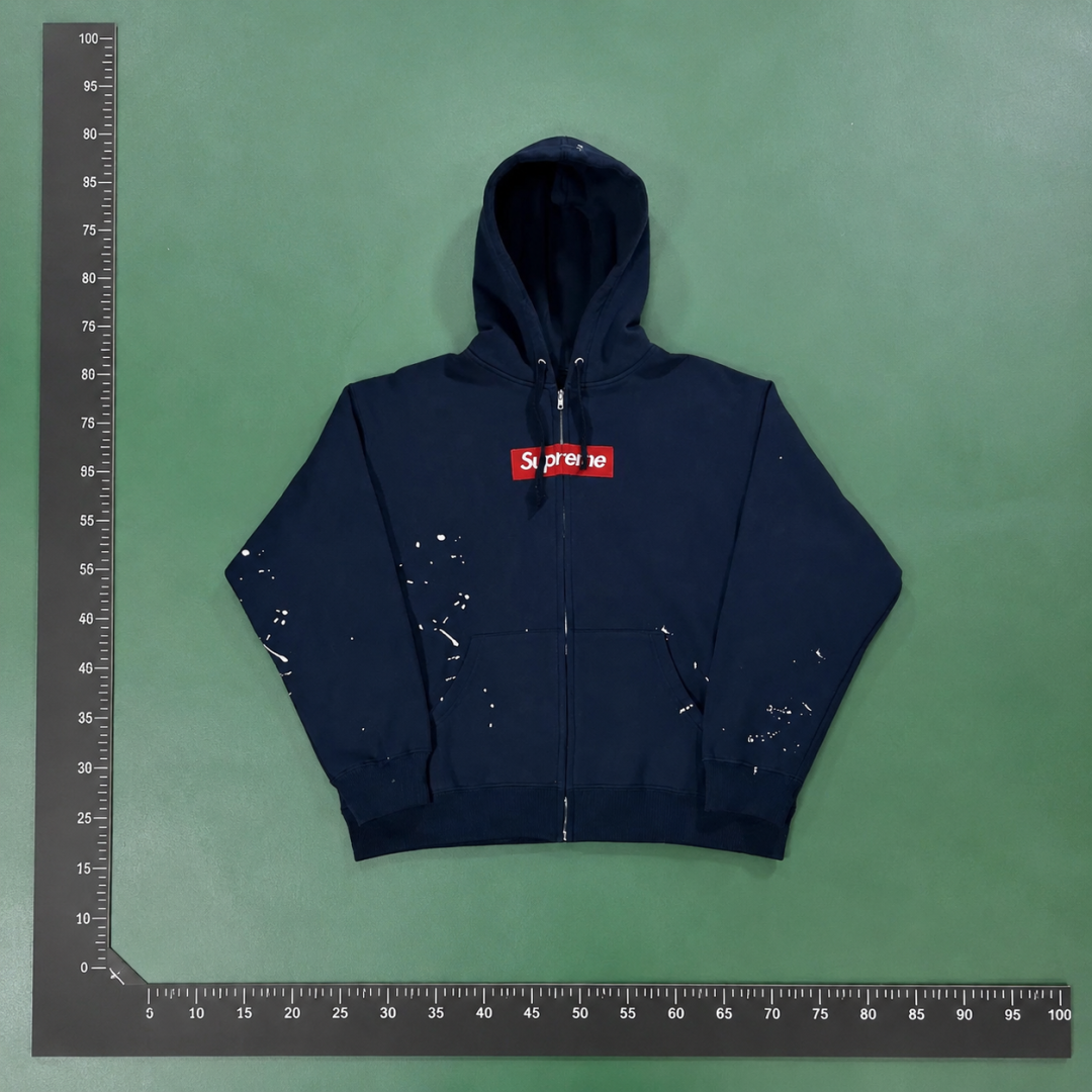 Supreme Navy Speckled Red Logo Hoodie QC photo