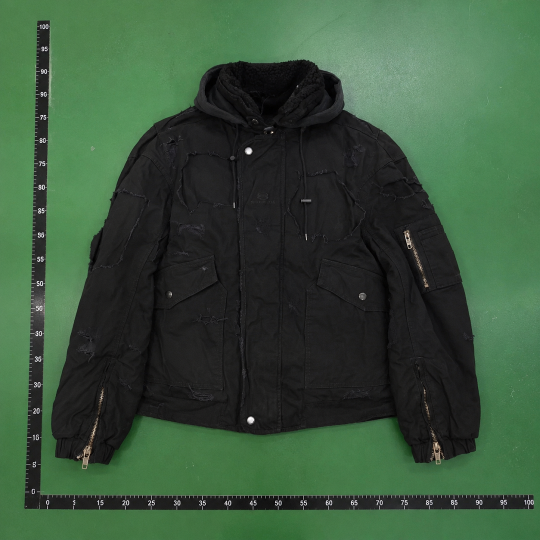Utility Puffer Jacket - Cropped Hooded Shape With Layered Cargo Pockets Travel Edit QC photo