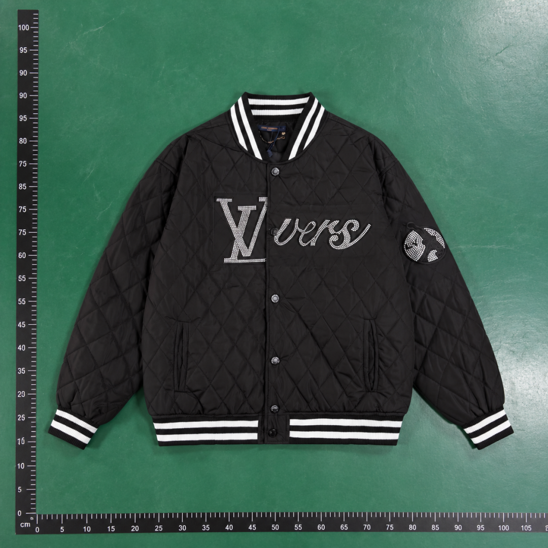 Travel Louis Vuitton Quilted Varsity Jacket with oversized LV lettering QC photo