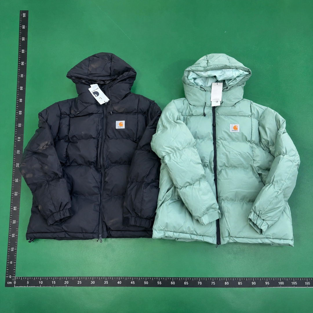 Square Chest Patches And Quilted Cold-Weather Padding Hooded Puffer Jacket - Carhartt Layering Edit QC photo