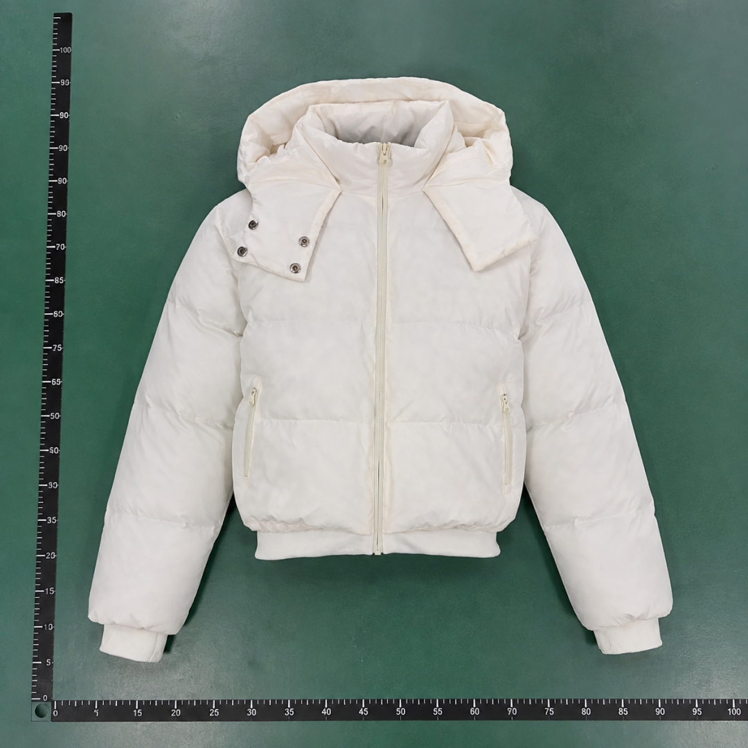 White Weekend Cropped Hooded Puffer QC photo