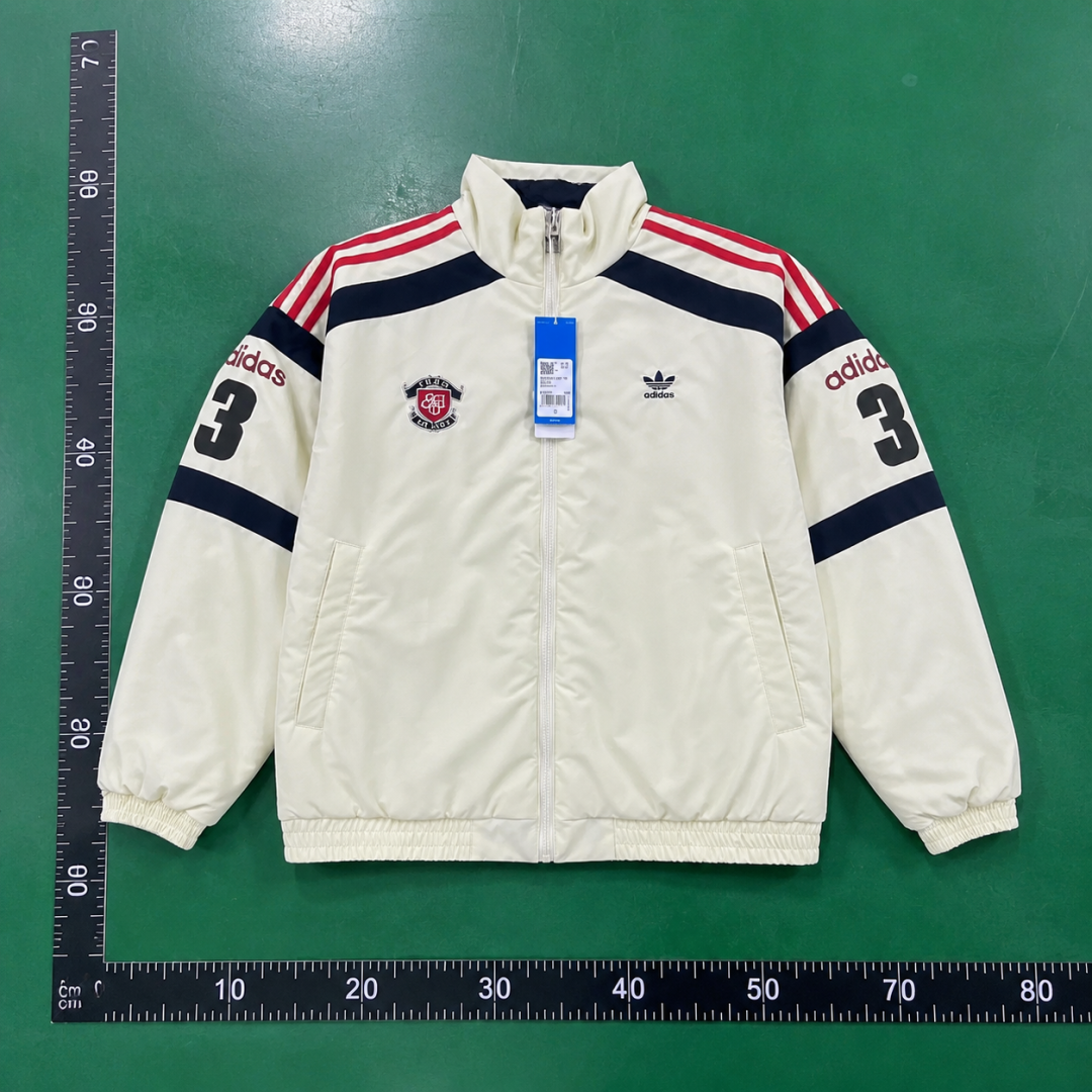 Motorsport Jacket in Cream with striped sleeves - Adidas QC photo