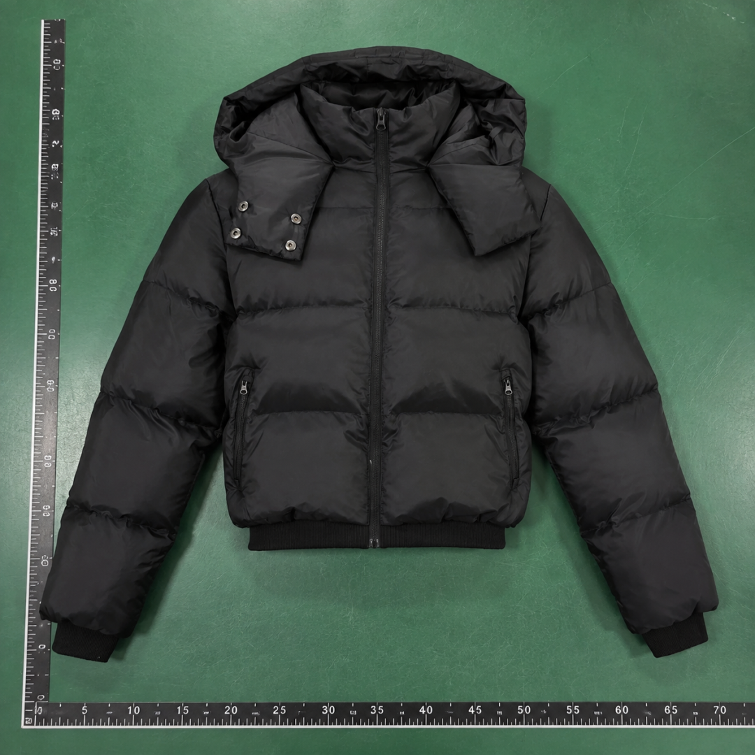 Black Cropped Hooded Puffer Lifestyle Edit QC photo