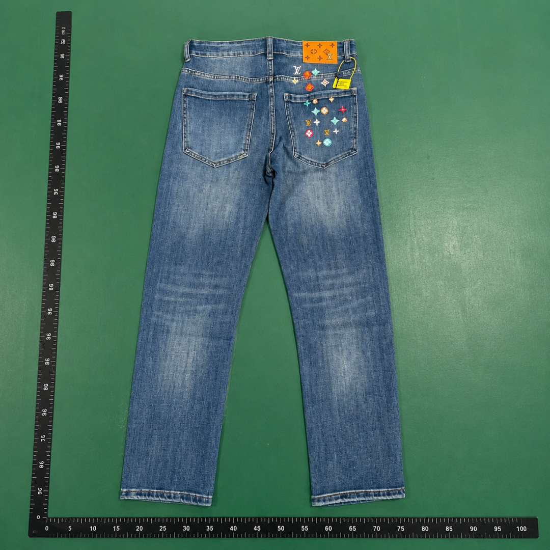 Streetwear Embellished Jeans by Evisu - Medium Blue QC photo