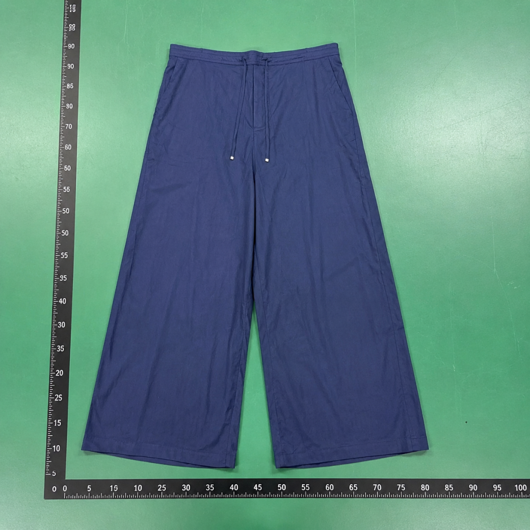 Navy Wide-Leg Trousers with adjustable drawstring waist and fluid straight shape QC photo