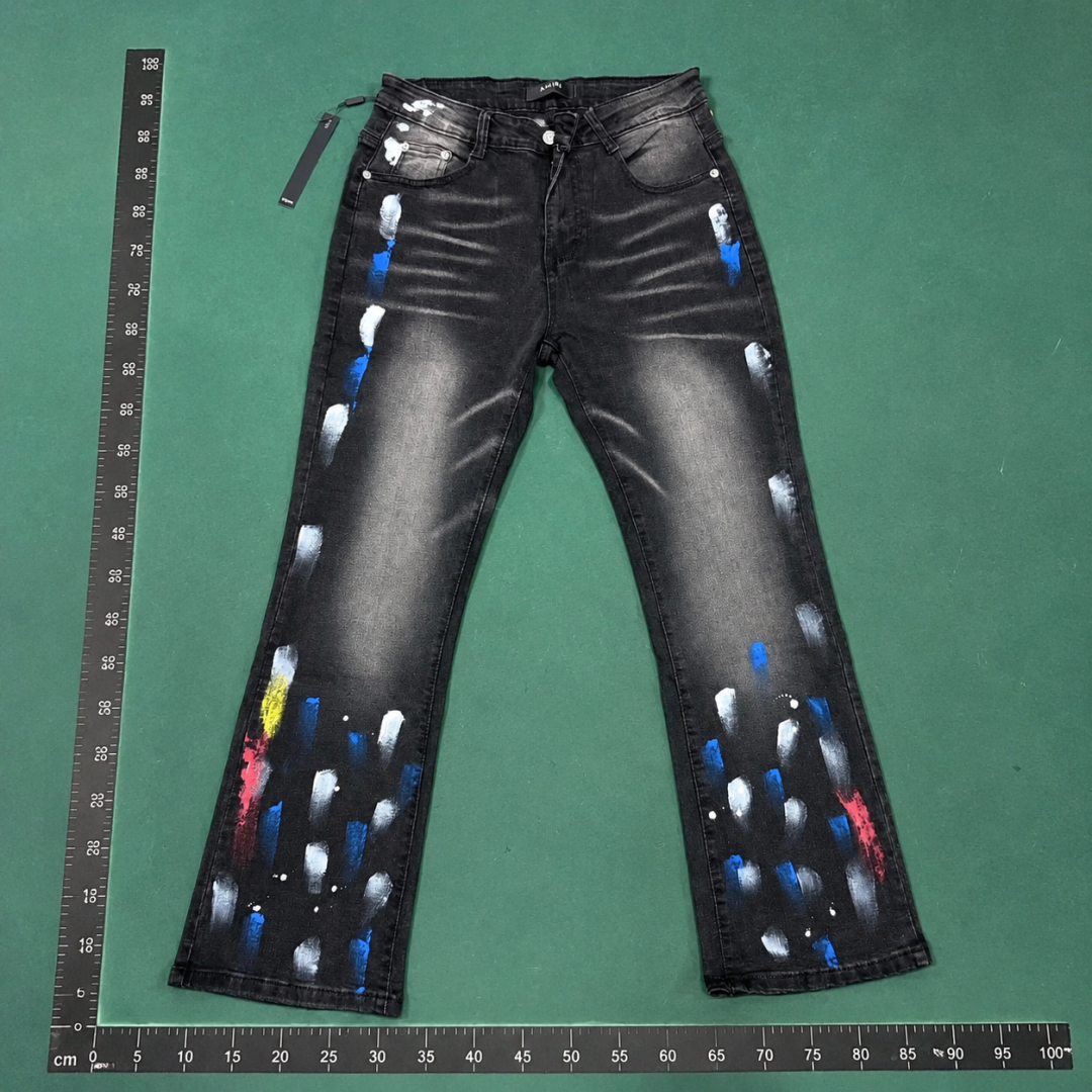 Travel Black Paint-Splatter Jeans QC photo