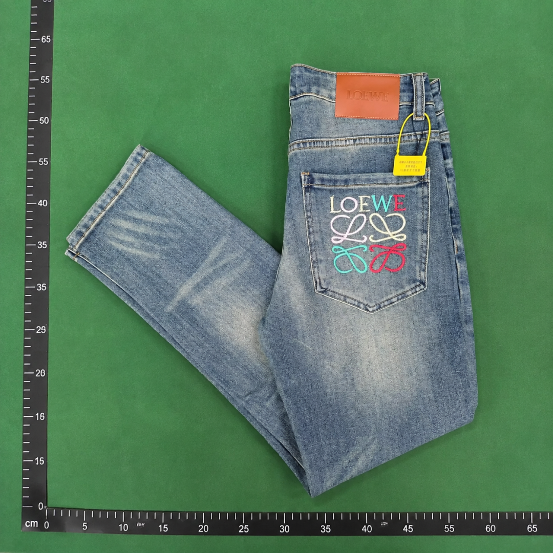 LOEWE Multicolor Emblem And Vintage-Inspired Fading Logo Pocket Jeans for casual QC photo