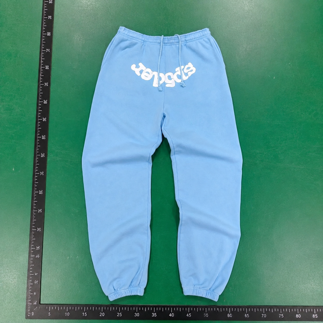 Sp5der White Wordmark And Gathered Cuffs Weekend Logo Sweatpants QC photo